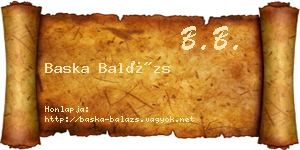 Baska Balázs névjegykártya